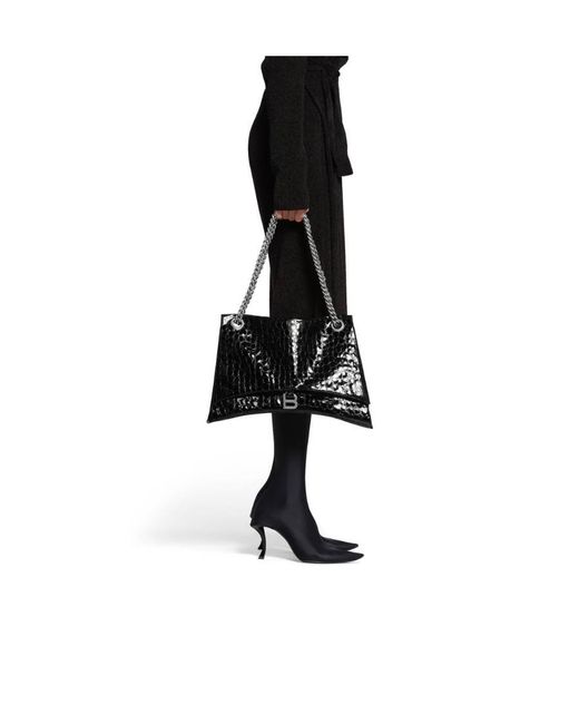 Balenciaga Black Crush Large Chain Bag Crocodile Embossed