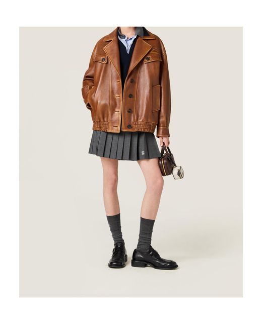 Miu Miu Brown Button-Up Padded Jacket