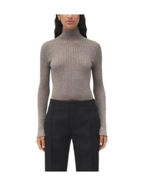 Bottega Veneta Gray Long-Sleeved Knitted Sweater