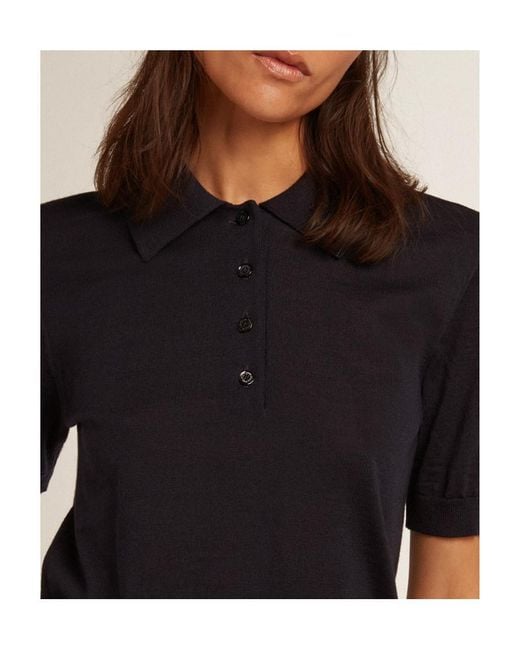Golden Goose Deluxe Brand Black Polo Knit Short Sleeves