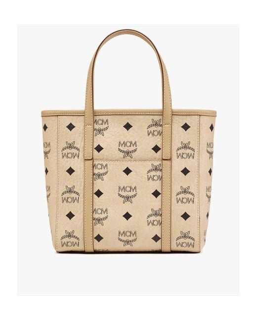 MCM Natural Aren Top-Zip Mini Shopper Bag