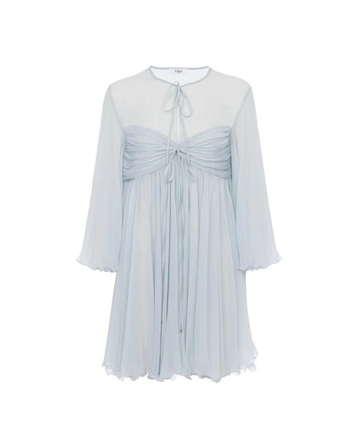 Chloé Blue Chloé Pleated Mini Dress