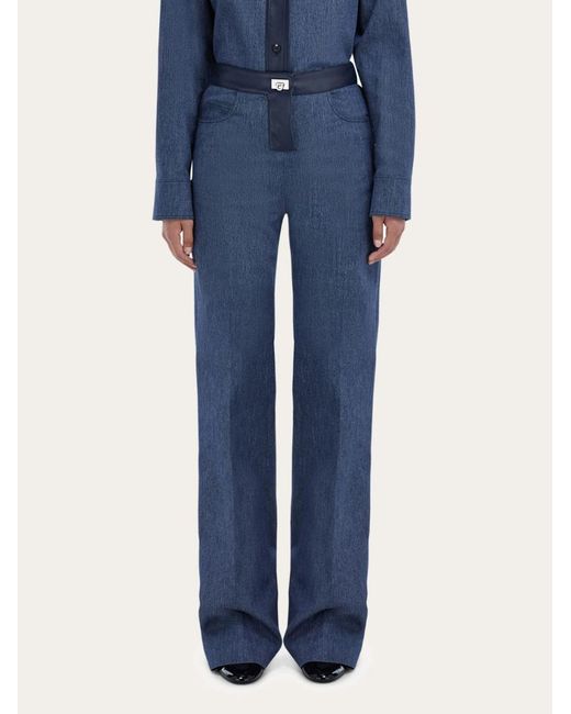 Ferragamo Blue Five Pocket Trousers