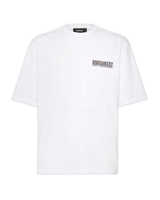 DSquared² White Graphic Printed Crewneck T-Shirt for men