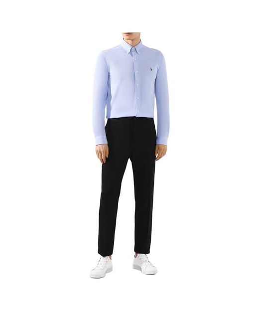 Armani Collezioni Blue Embroidered Logo Shirt for men