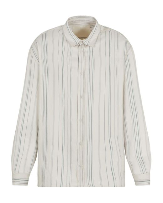 Emporio Armani White Buttoned Striped Shirt for men