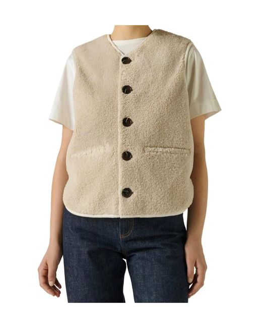 Soeur Natural Fusil Buttoned Fleece Waistcoat