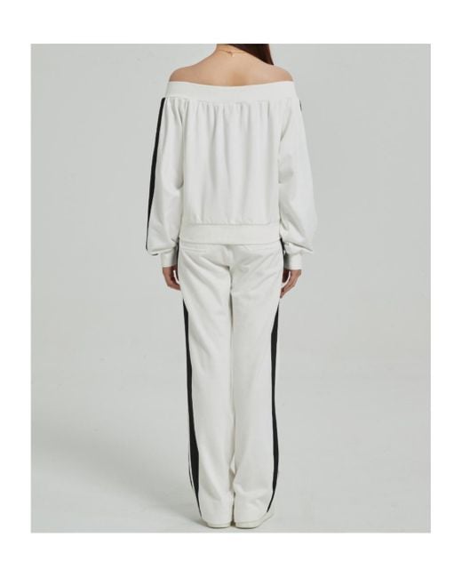 Marissa Chiara White Webbing Sweatpants