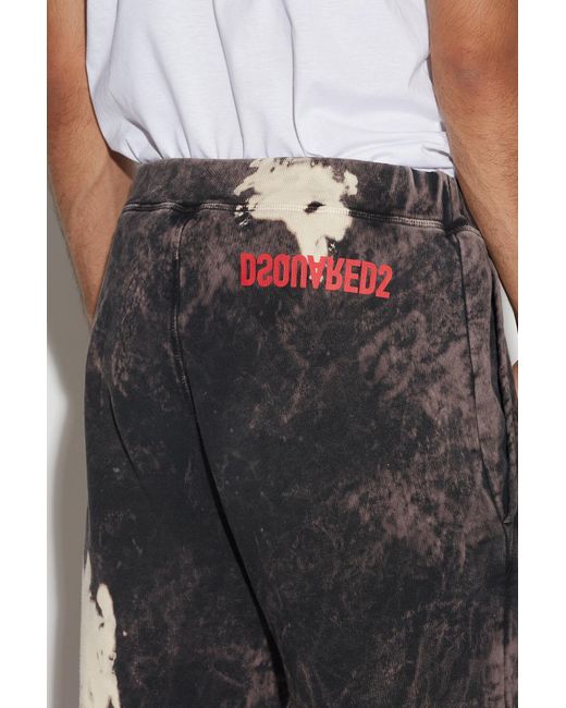 DSquared² Black Distressed-Effect Logo Track Pants for men