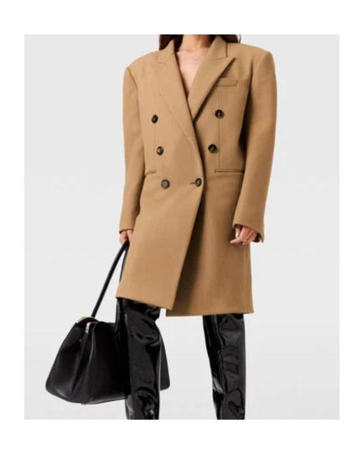 Stella McCartney Natural Double-Breasted Mid-Length Coat