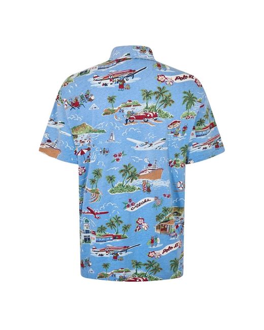 Polo Ralph Lauren Blue Hawaii Bear Short Sleeve Shirt for men