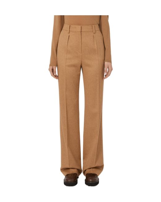 Max Mara Natural Menswear-Style Camel Trousers