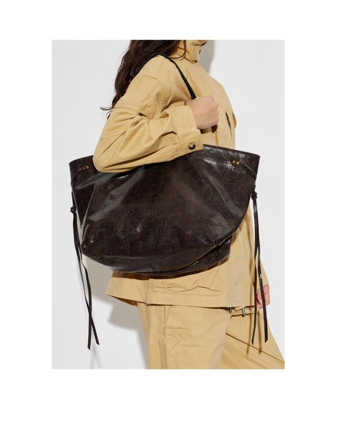 Isabel Marant Black Python-Print Handbag