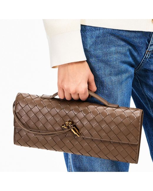 Bottega Veneta Brown Woven Sheepskin Clutch