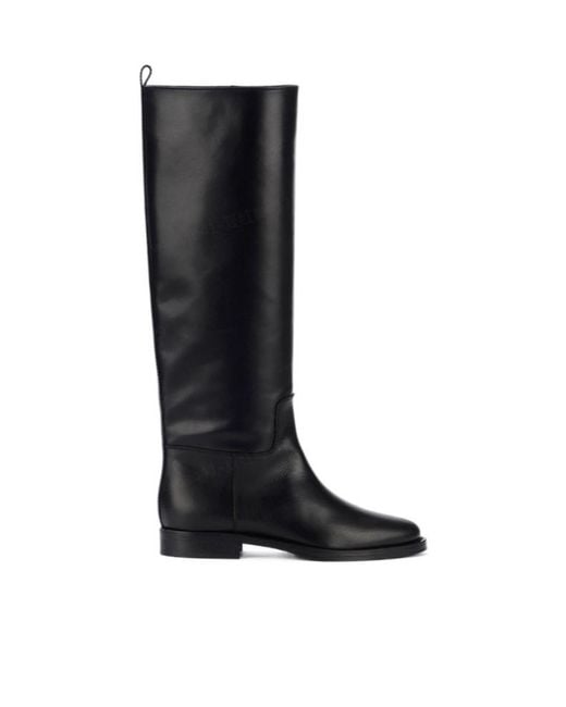 Via Roma 15 Black Almond Toe Riding Boots