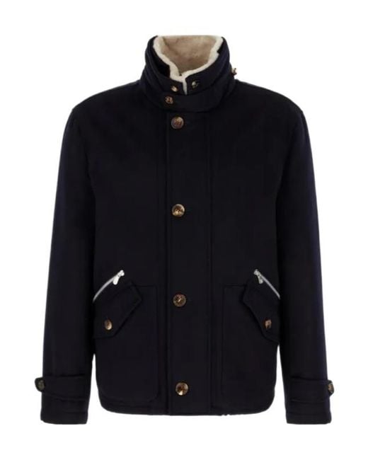 Brunello Cucinelli Blue Padded Cashmere Jacket for men