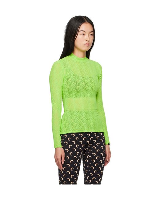 MARINE SERRE Green Translucent Long-Sleeved T-Shirt