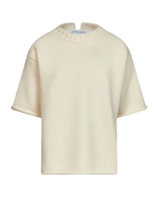 Bottega Veneta White Ribbed Stand-Collar Knitted Top