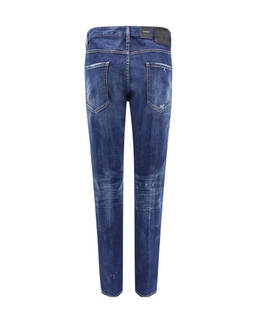 DSquared² Blue Dark Cb Wash Cool Guy Distressed Jeans for men