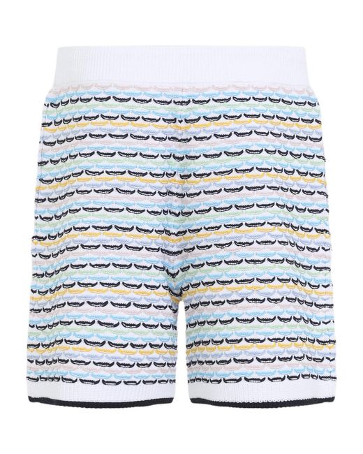 Casablanca Blue Tuck Stitch Knitted Drawstring Shorts for men