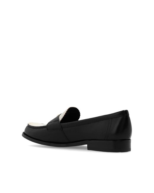 Tory Burch Black Logo Plaque Two-Toned Loafers