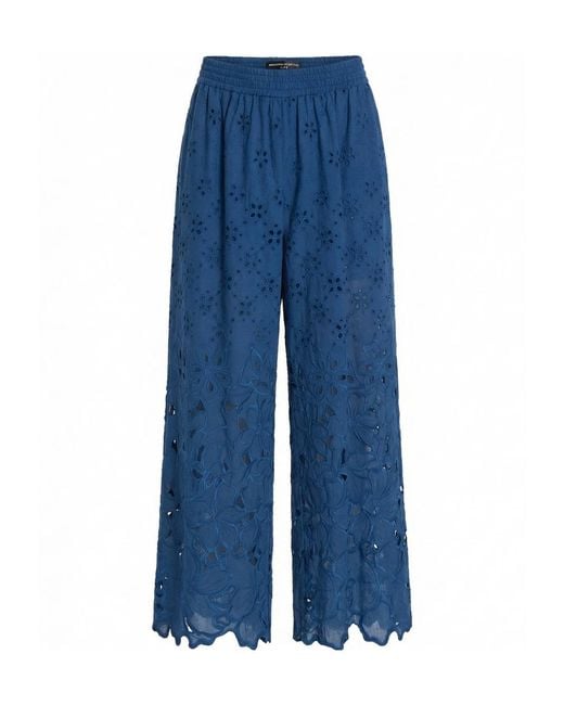 Ermanno Scervino Blue Elastic Waist Casual Pants