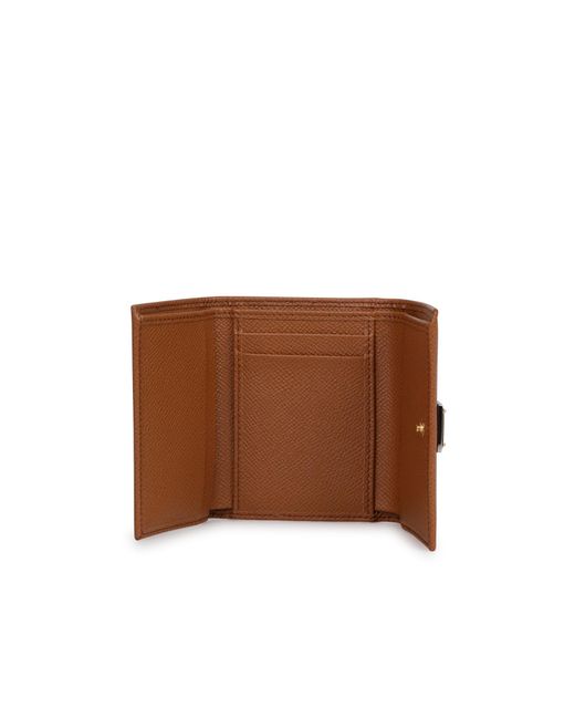 Dolce & Gabbana Brown Logo Plaque Tri-Fold Wallet