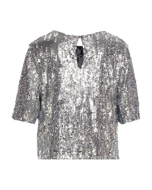 Aniye By Gray Sequin-Embellished Short-Sleeve Top