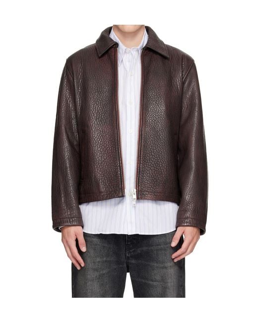 sunflower Brown Lapel Leather Jacket for men
