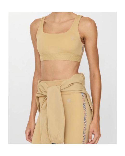 Burberry Natural Check Trim Stretch Nylon Bra Top