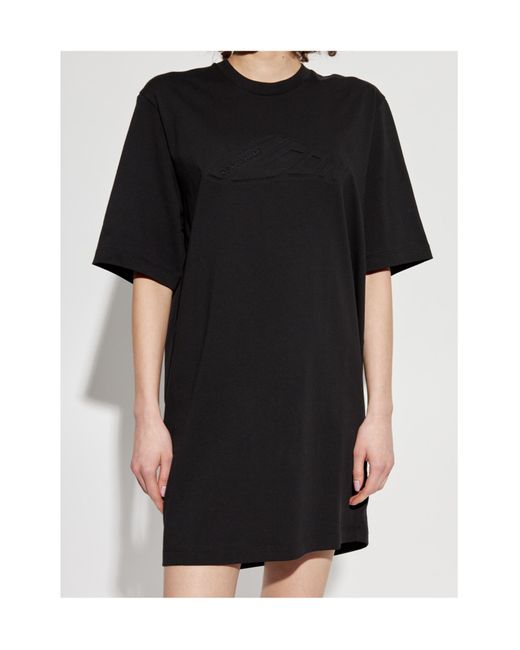 DSquared² Black Logo Embossed T-Shirt Dress