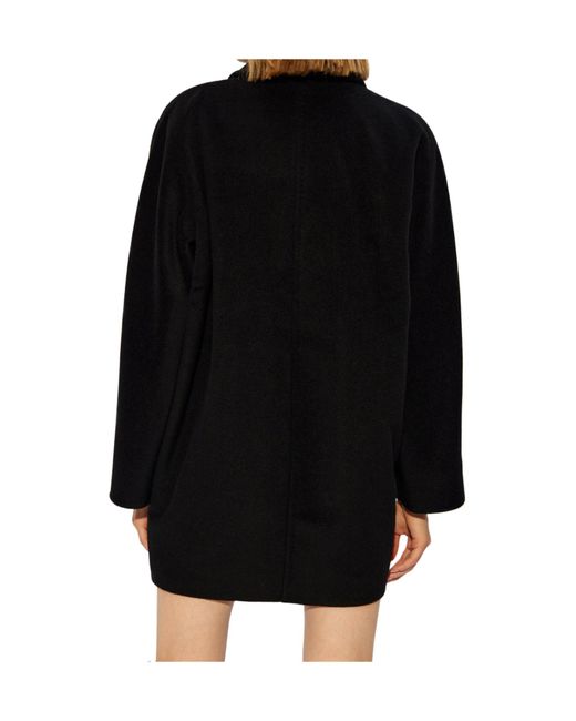 Max Mara Blue Double-Breasted Long-Sleeved Coat