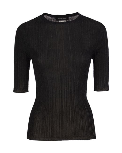 Fabiana Filippi Black Crew-Neck Knit Top
