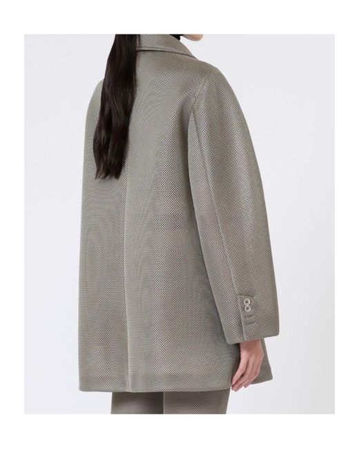 Max Mara Gray Long-Sleeved Belted Coat