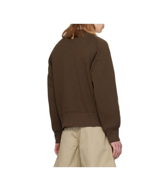 Sacai Brown Crew Neck Pullover Sweatshirt for men