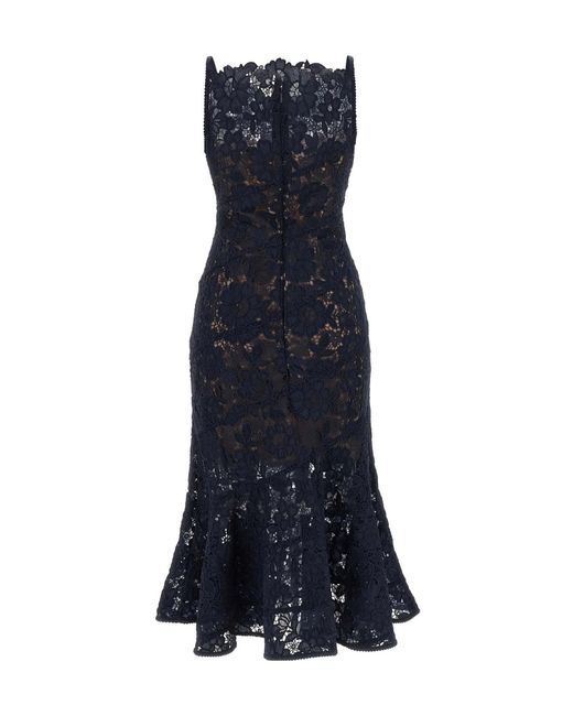 Self-Portrait Blue Spiral Lace Midi Dress