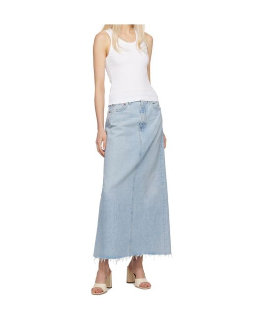 Agolde Black Blue Hilla Denim Maxi Skirt