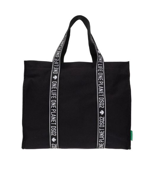DSquared² Black Logo-Print Tote Bag for men
