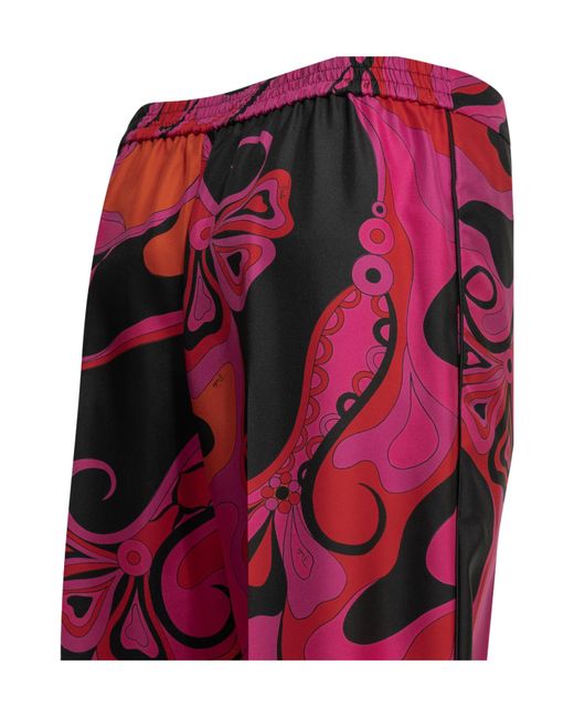 Emilio Pucci Red Pucci Orchidee Printed Palazzo Pants