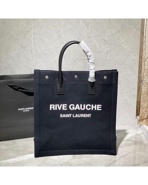Saint Laurent Black Rive Gauche Tote Bag for men