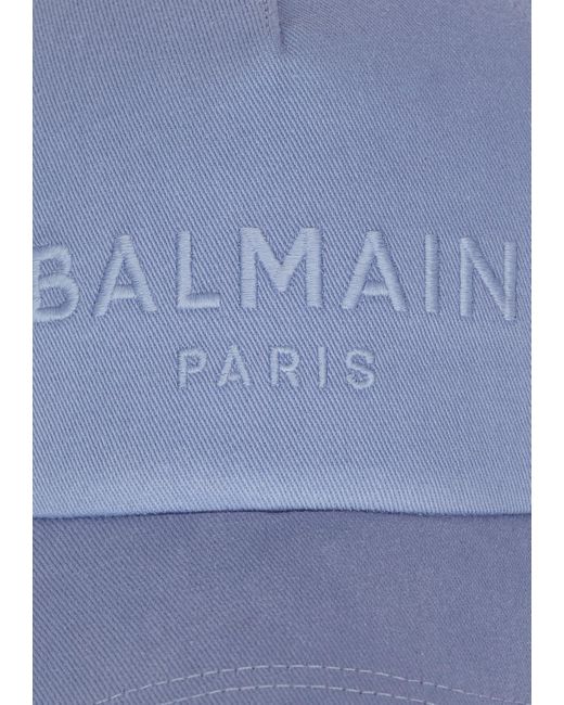 Balmain Blue Logo Embroidered Curved-Peak Baseball Cap for men