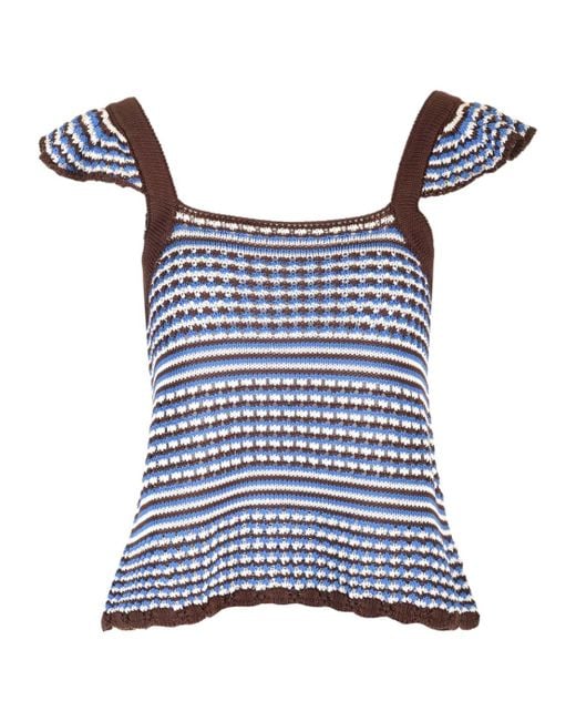 A.P.C. Blue Striped Crochet Top