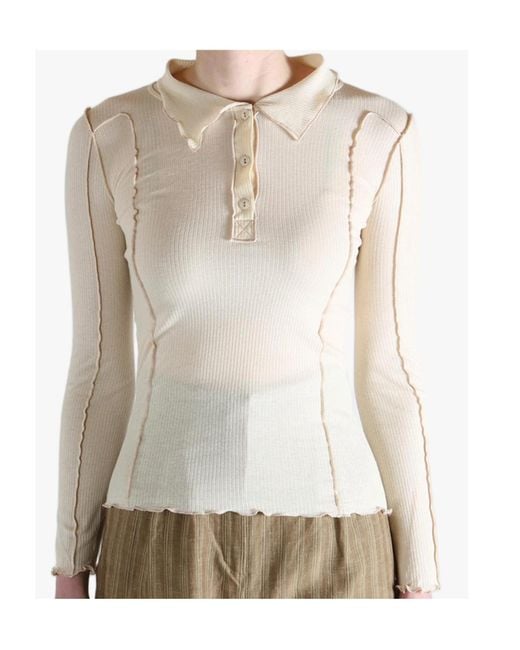 Baserange White Ruffled Polo Shirt