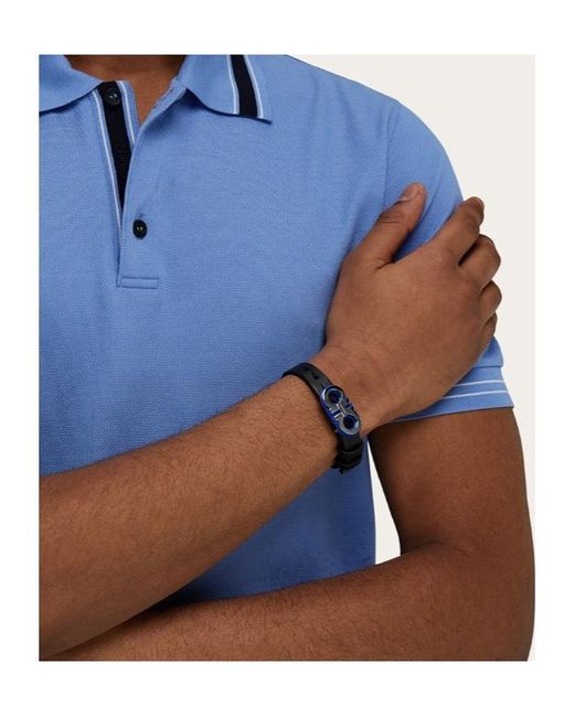 Ferragamo White Ferragamo Double Gancini Bracelet for men