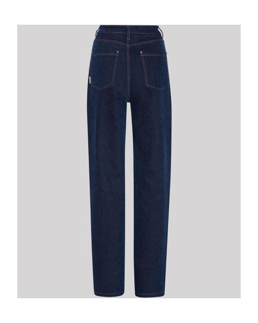 ROTATE BIRGER CHRISTENSEN Blue Straight-Leg Cotton-Blend Jeans