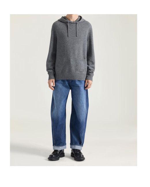 Givenchy Gray Knitted Drawstring Hoodie for men