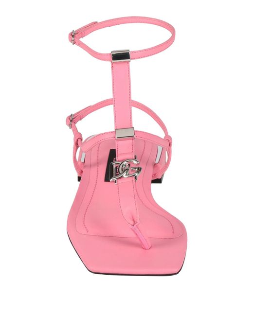 Dolce & Gabbana Pink Minimalist Leather Sandals