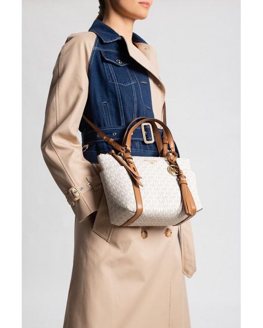 MICHAEL Michael Kors Brown Sullivan Logo Plaque Small Tote Bag