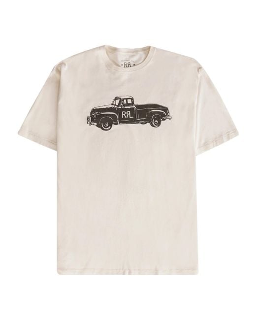 RRL White Short-Sleeved Truck Print T-Shirt for men