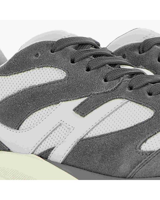 Hogan Gray H Logo Patch Panelled Sneakers for men
